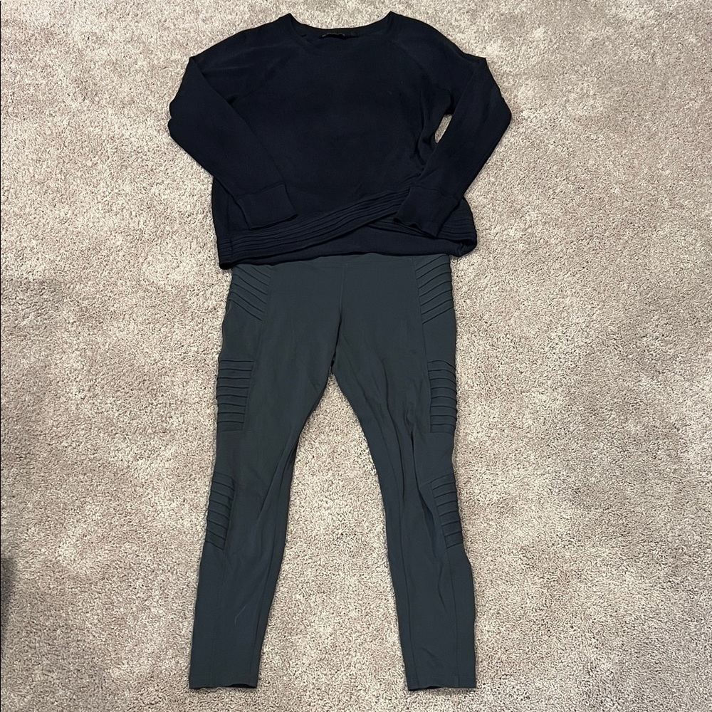 Black Sweater and Gray Leggings Set